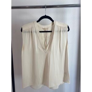 Rebecca Taylor White Sleeveless Top w/ Pleated Bottom